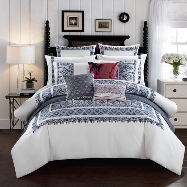 Chic Home Sarita Garden 1 Piece 100% Cotton Decorative Pillow Aztec Inspired Pom Pom Trim Red