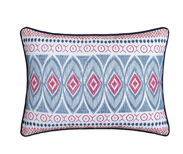 Chic Home Sarita Garden 1 Piece 100% Cotton Oblong Decorative Pillow Aztec Inspired Navy
