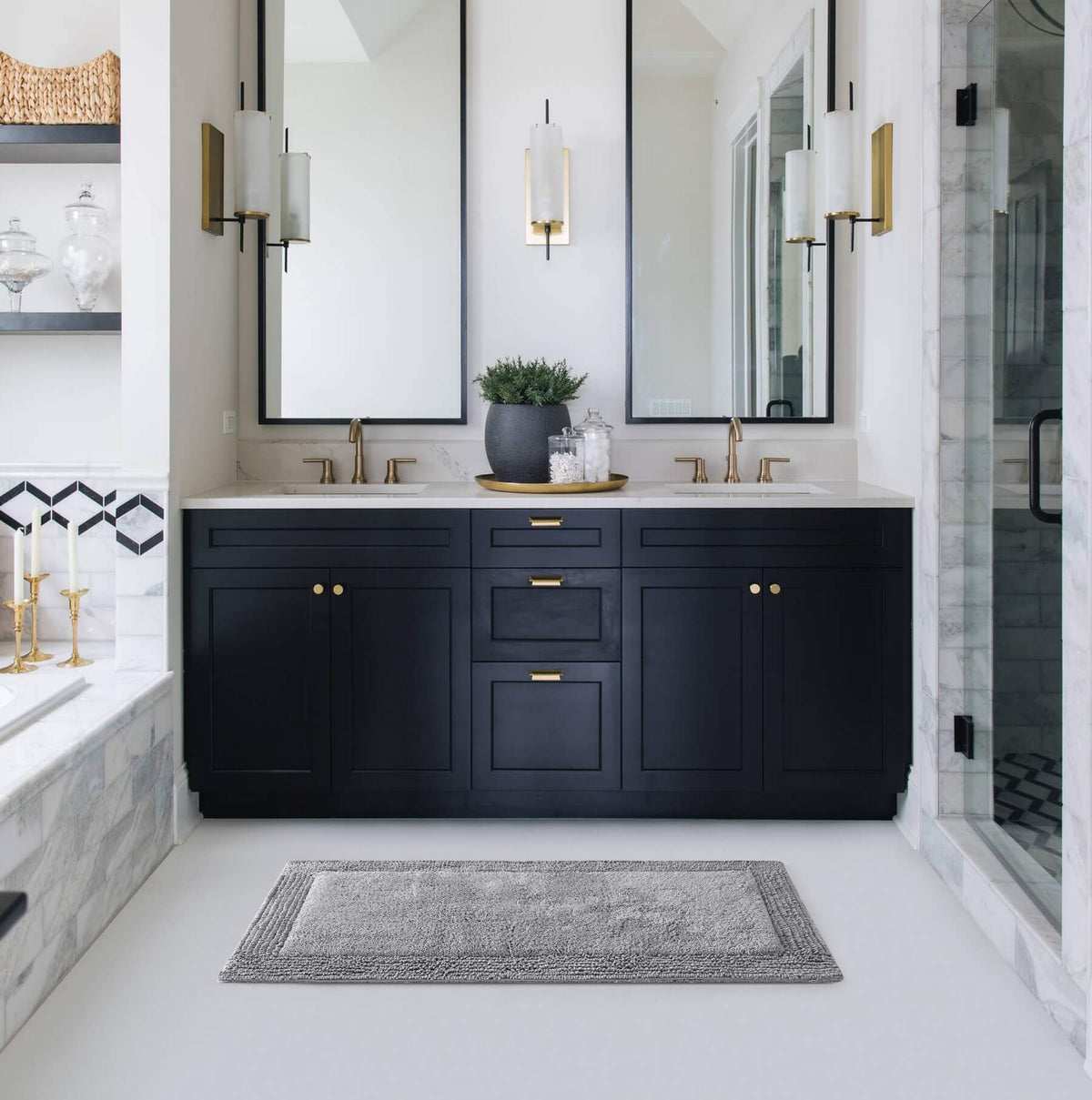 Chic-Home-Katniss Reversible Thick Cotton Large Bathroom Rug-Grey