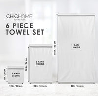 Striped Hem Turkish Cotton 6 Piece Towel Set-Grey