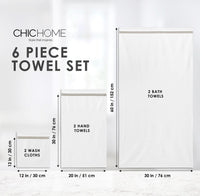 Striped Hem Turkish Cotton 6 Piece Towel Set-Taupe