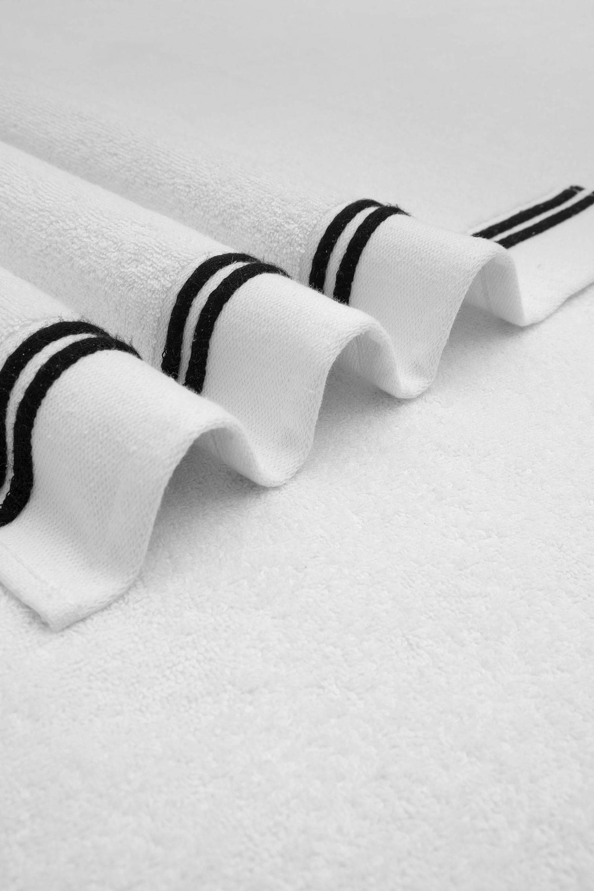 Chic Home 6 Piece Striped Hem Turkish Cotton Towel Set-Black