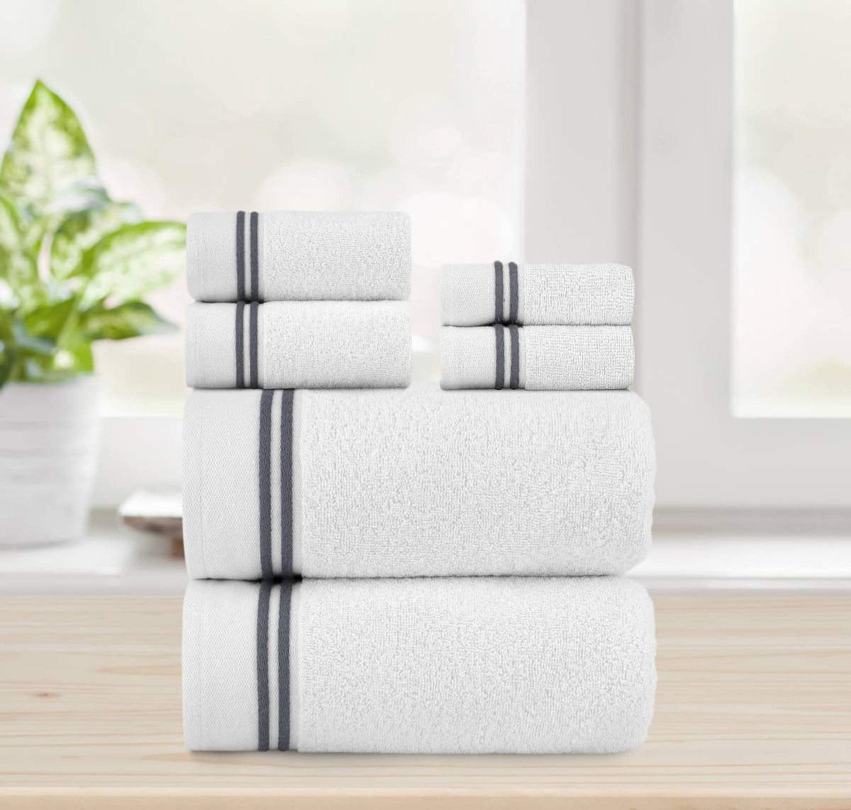 Hotel Quality 100% Turkish Cotton 6 Piece Towel Set Grey