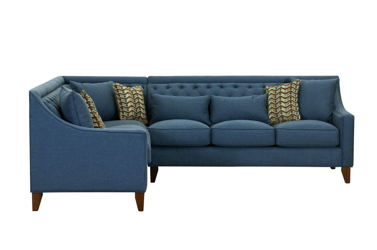 Chic Home Aberdeen Left Facing Linen Tufted Sectional Sofa Teal