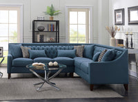 Chic Home Aberdeen Right Facing Linen Tufted Sectional Sofa Teal