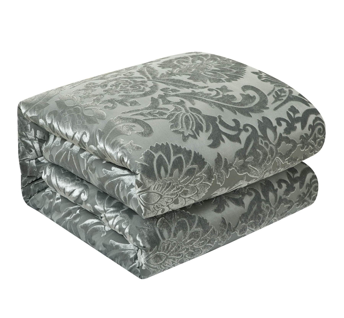 Chic-Home-Athena 5 Piece Jacquard Burnout Velvet Damask Comforter Set-