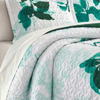 Chic Home Avery 7 Piece Watercolor Floral Quilt Set Green