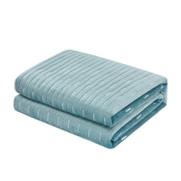 Chic Home Castiel 3 Piece Velvet Quilt Set Blue