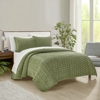 Chic Home Castiel 3 Piece Velvet Quilt Set Green