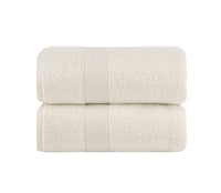 Chic Home Dobby Border Turkish Cotton 2 Piece Bath Sheet Towel Set-Beige