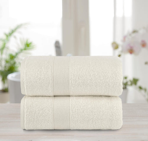 Chic Home Dobby Border Turkish Cotton 2 Piece Bath Sheet Towel Set-Beige
