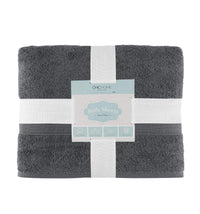 Chic Home Dobby Border Turkish Cotton 2 Piece Bath Sheet Towel Set-Charcoal