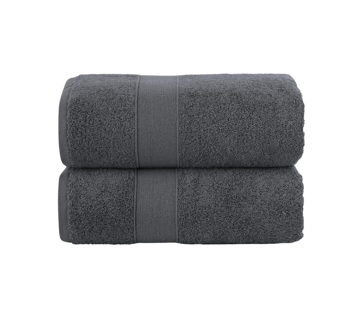 Chic Home Dobby Border Turkish Cotton 2 Piece Bath Sheet Towel Set-Charcoal