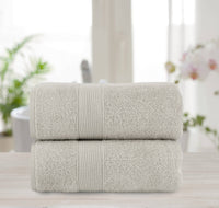 Chic Home Dobby Border Turkish Cotton 2 Piece Bath Sheet Towel Set-Taupe