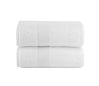 Chic Home Dobby Border Turkish Cotton 2 Piece Bath Sheet Towel Set-White