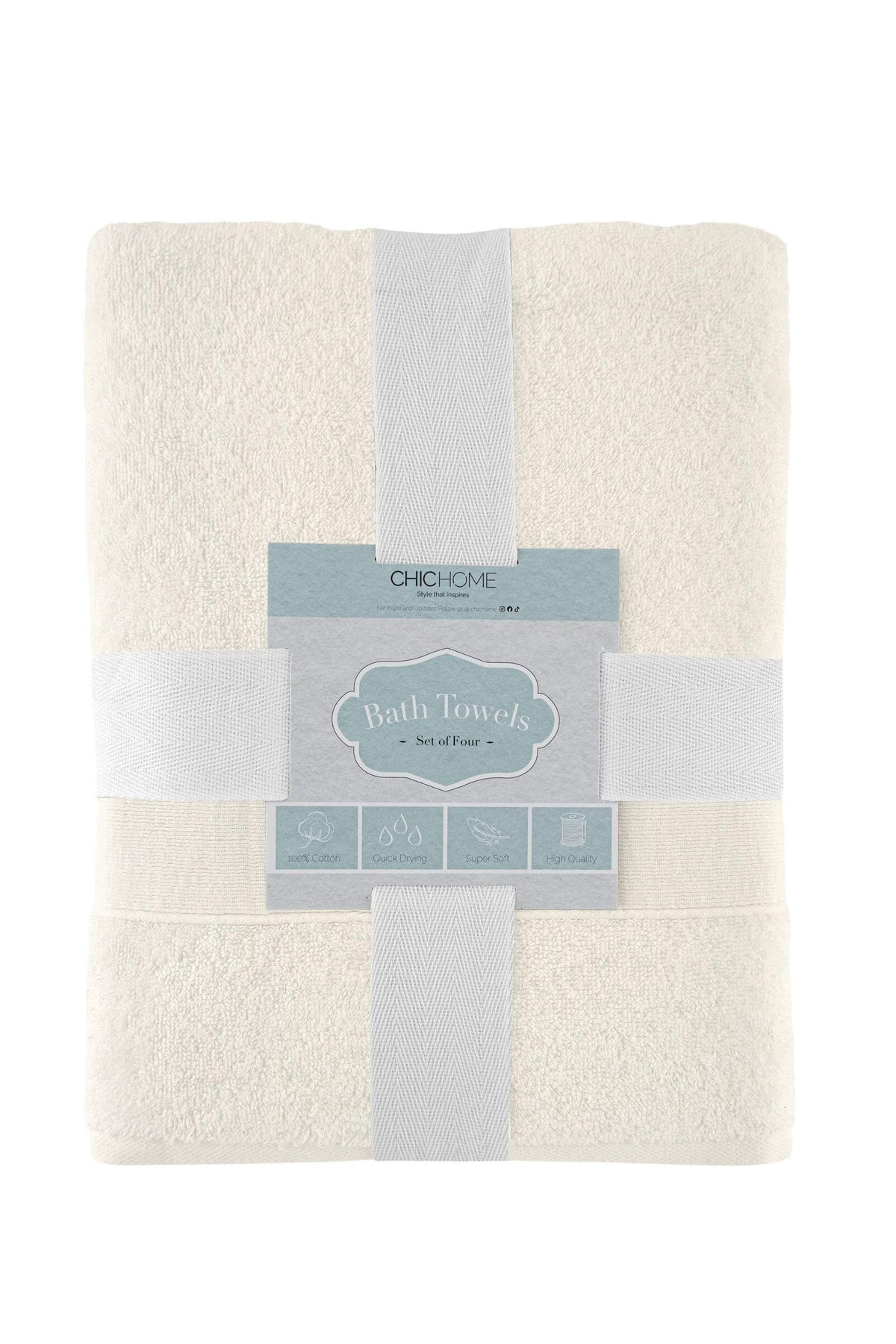 Chic Home Dobby Border Turkish Cotton 4 Piece Bath Towel Set-Beige