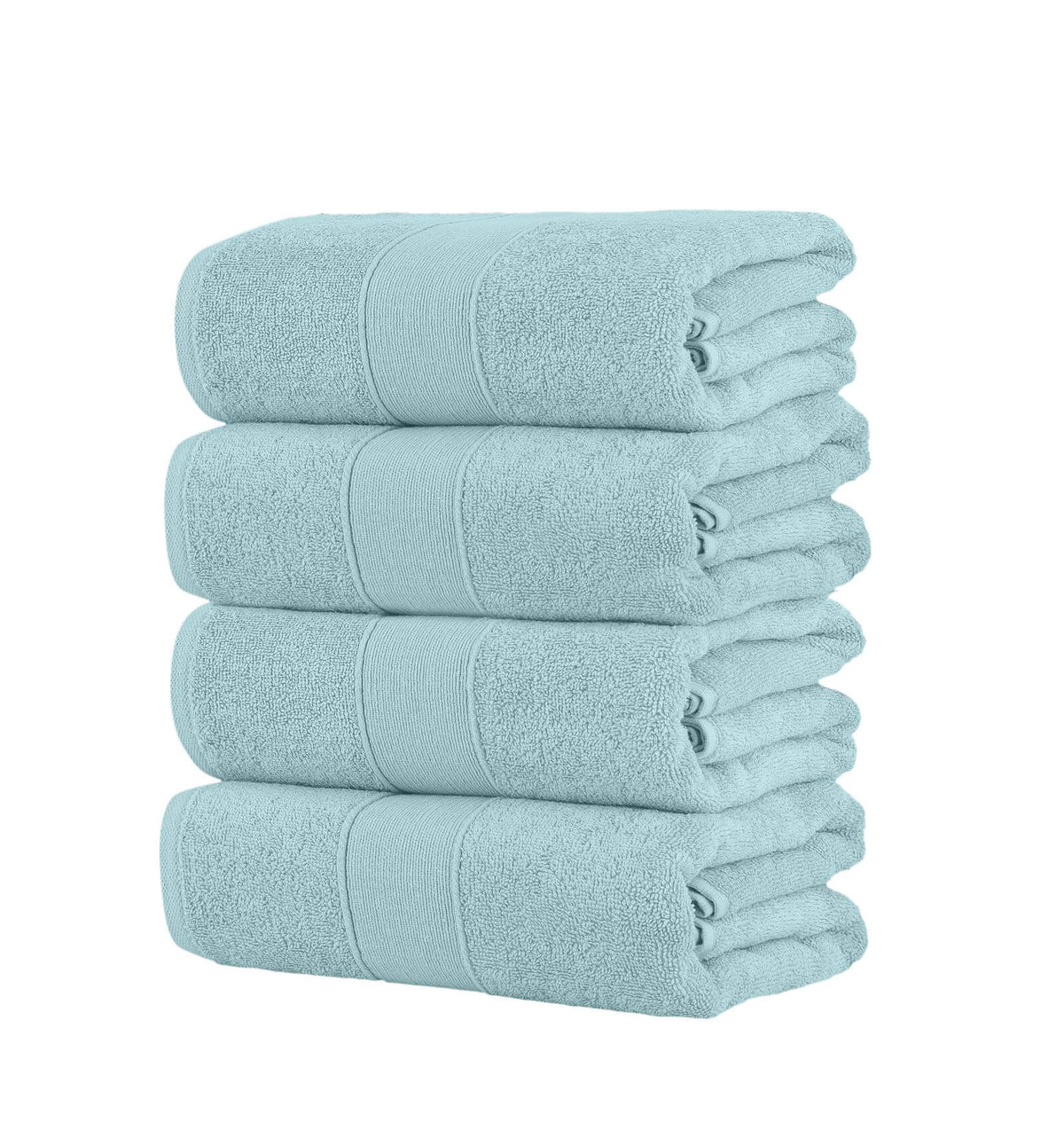 Chic Home Dobby Border Turkish Cotton 4 Piece Bath Towel Set-Blue