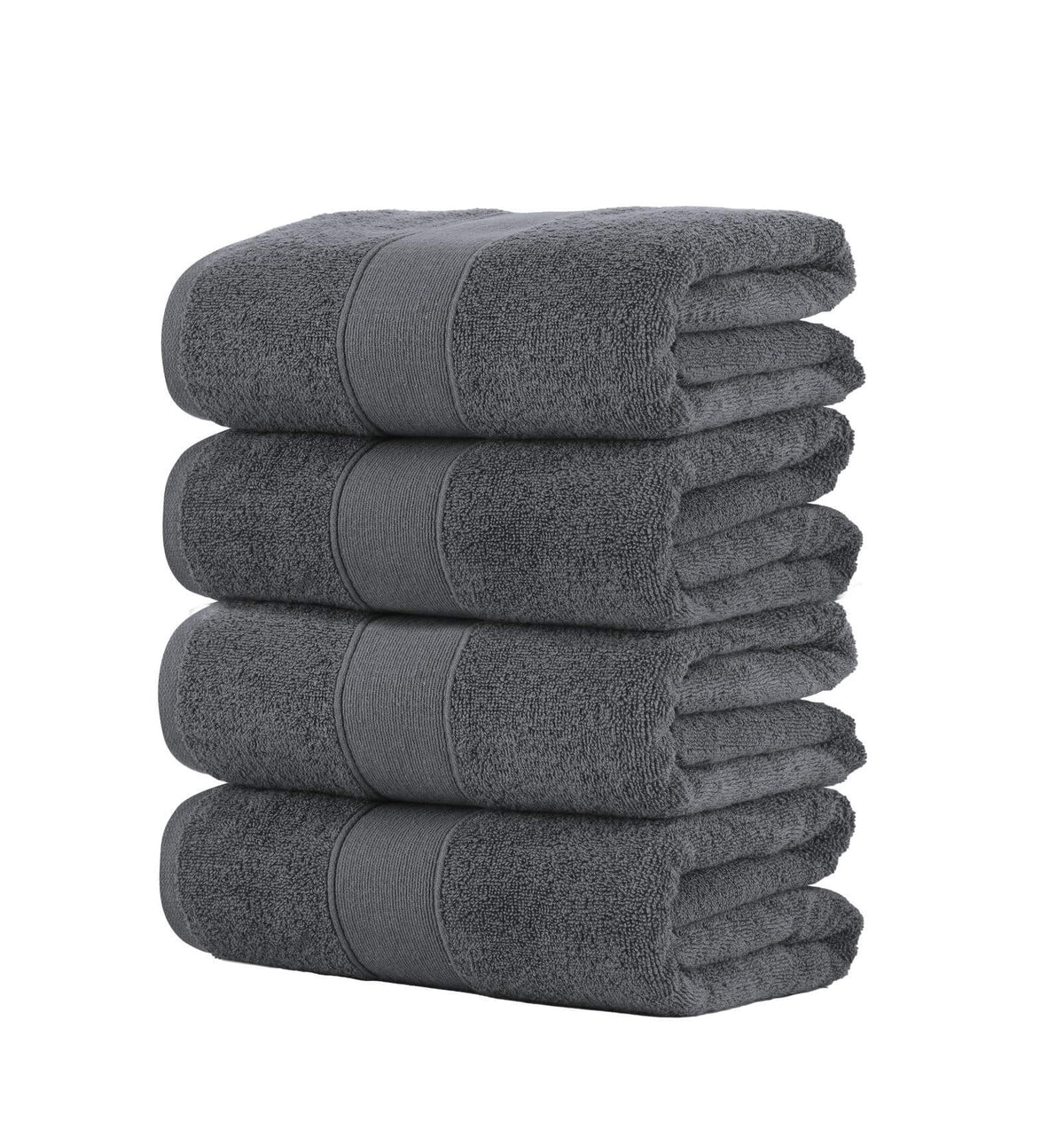 Chic Home Dobby Border Turkish Cotton 4 Piece Bath Towel Set-Charcoal