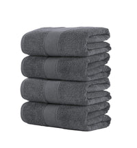Chic Home Dobby Border Turkish Cotton 4 Piece Bath Towel Set-Charcoal