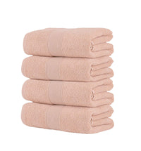 Chic Home Dobby Border Turkish Cotton 4 Piece Bath Towel Set-Rose