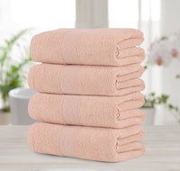 Chic Home Dobby Border Turkish Cotton 4 Piece Bath Towel Set-Rose