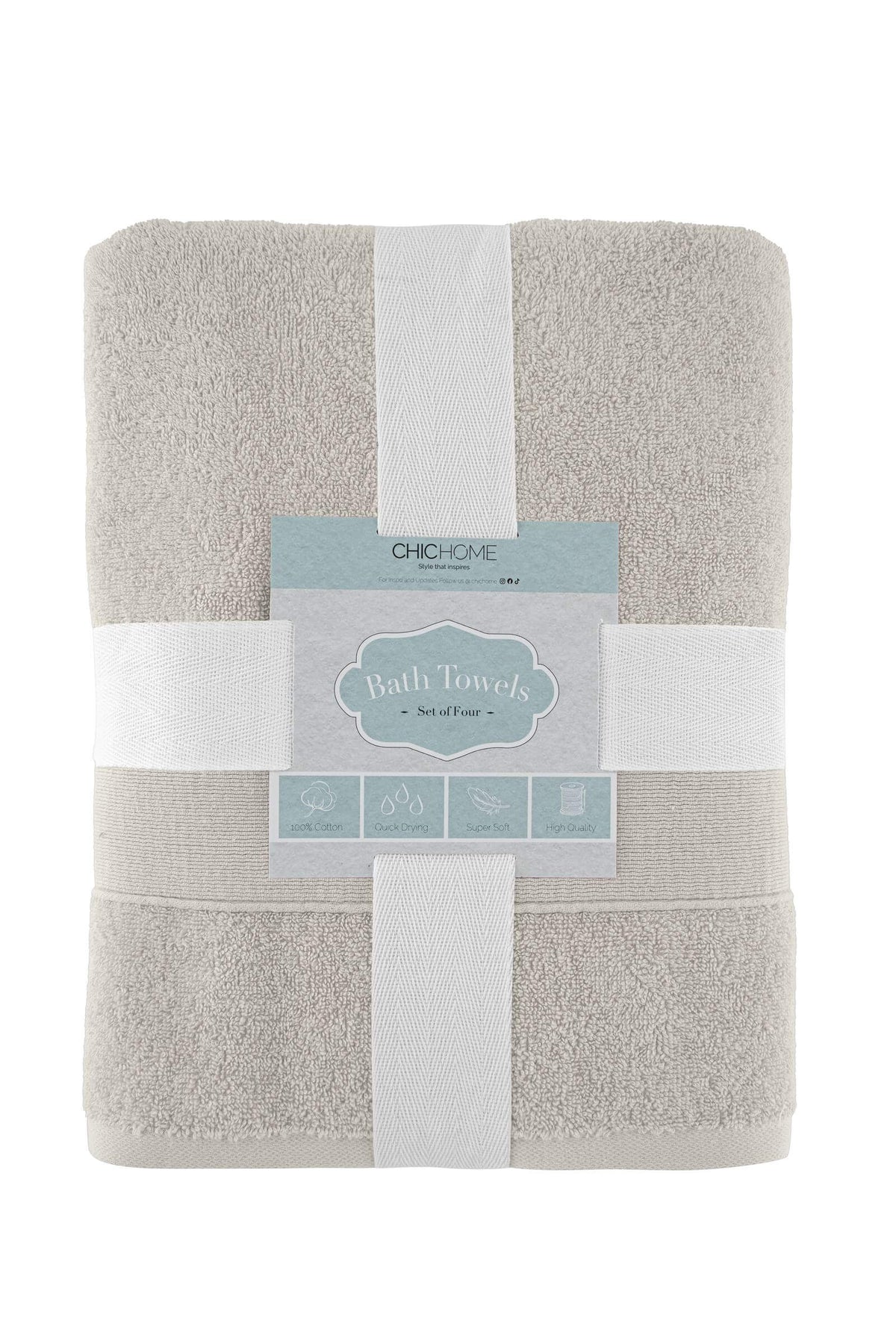 Chic Home Dobby Border Turkish Cotton 4 Piece Bath Towel Set-Taupe