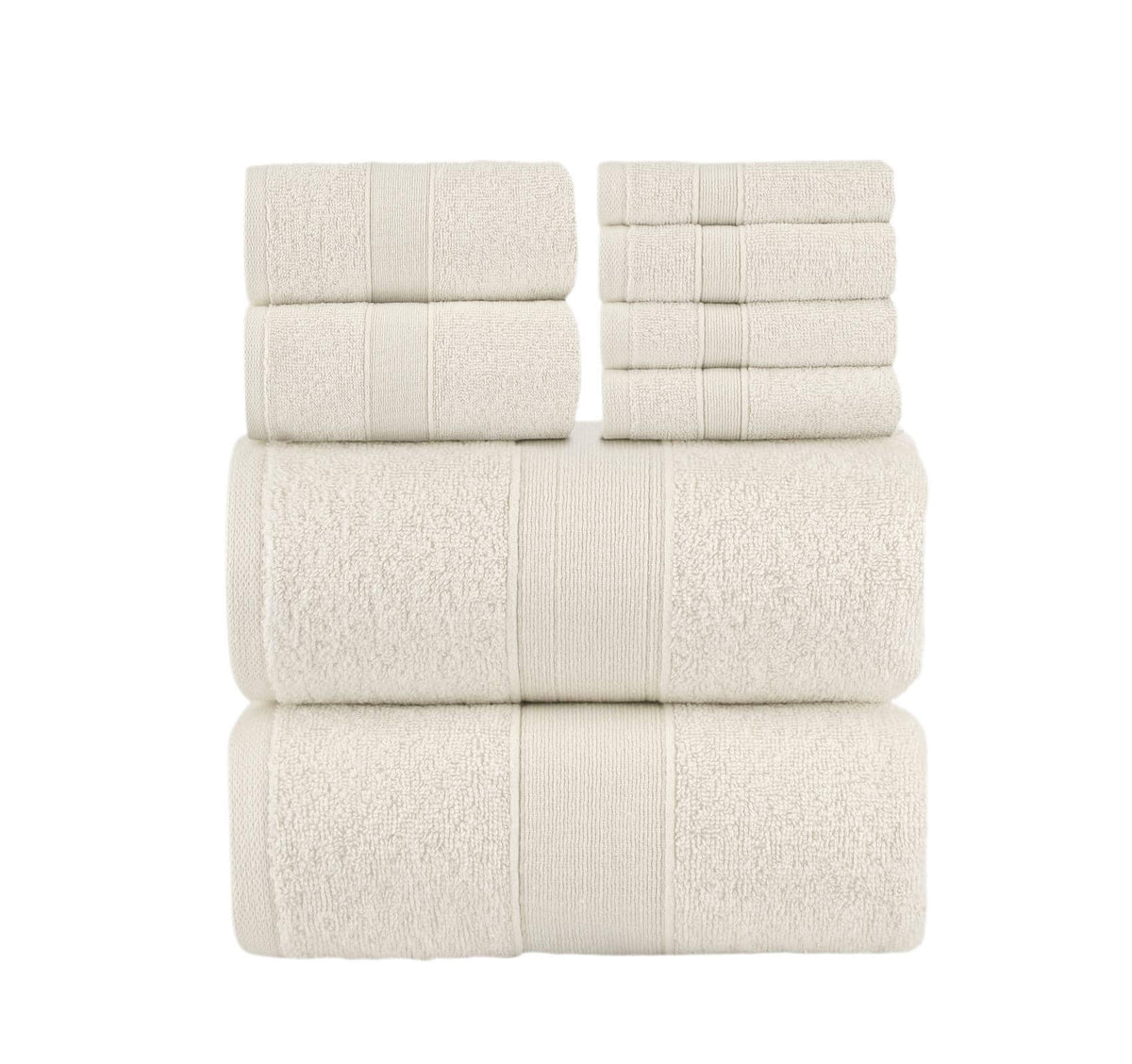 Chic Home Dobby Border Turkish Cotton 8 Piece Towel Set-Beige