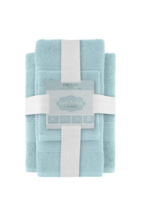 Chic Home Dobby Border Turkish Cotton 8 Piece Towel Set-Blue