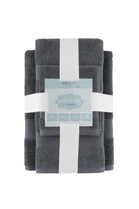 Chic Home Dobby Border Turkish Cotton 8 Piece Towel Set-Charcoal