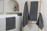 Chic Home Dobby Border Turkish Cotton 8 Piece Towel Set-Charcoal