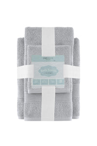 Chic Home Dobby Border Turkish Cotton 8 Piece Towel Set-Grey