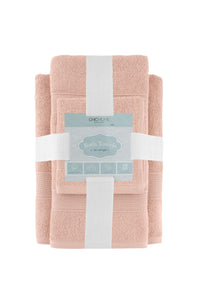 Chic Home Dobby Border Turkish Cotton 8 Piece Towel Set-Rose