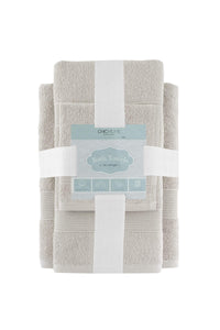 Chic Home Dobby Border Turkish Cotton 8 Piece Towel Set-Taupe