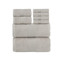 Chic Home Dobby Border Turkish Cotton 8 Piece Towel Set-Taupe