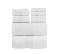 Chic Home Dobby Border Turkish Cotton 8 Piece Towel Set-White
