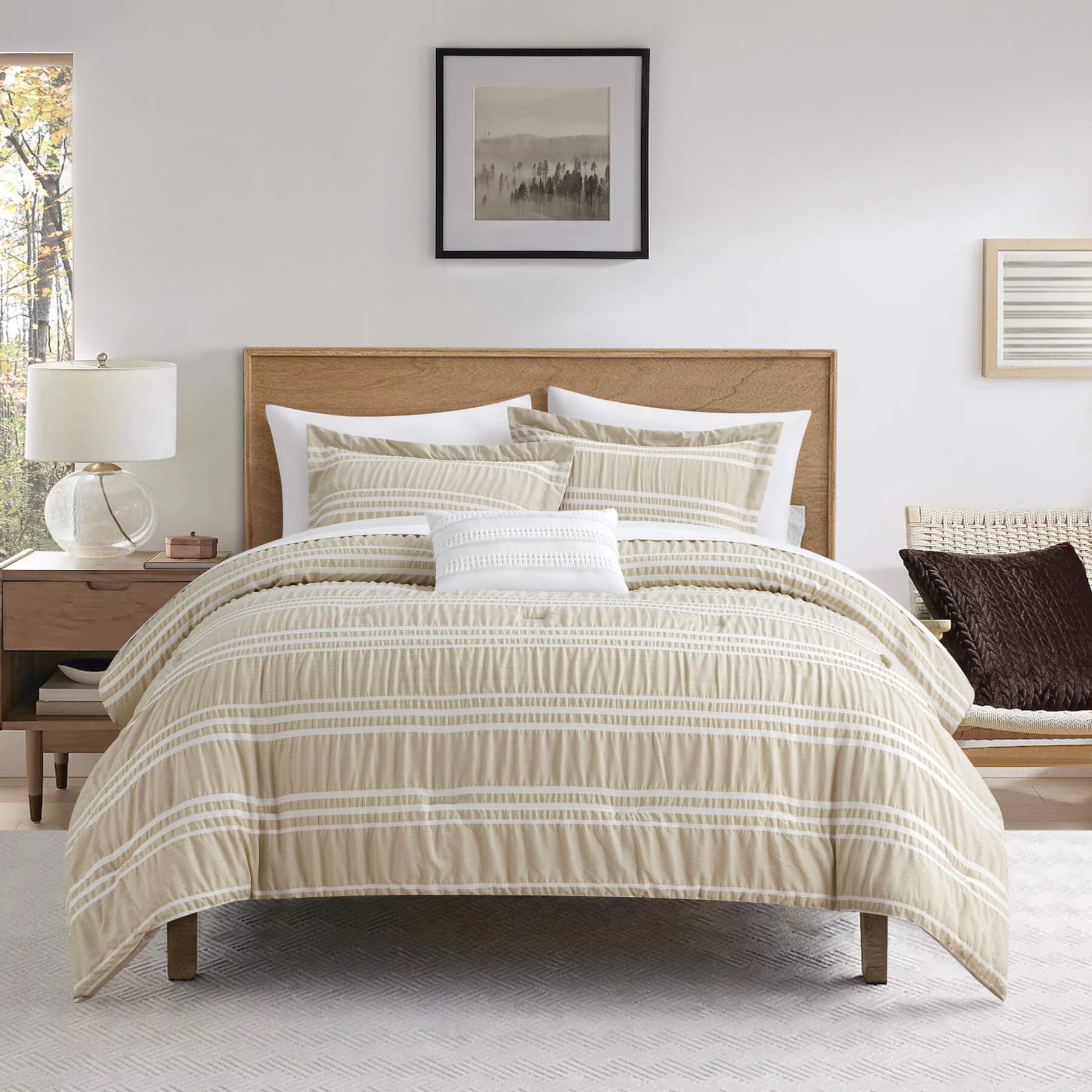 Chic Home Emma 4 Piece Striped Seersucker Comforter Set