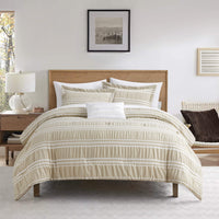 Chic-Home-Emma 4 Piece Striped Seersucker Comforter Set-Beige