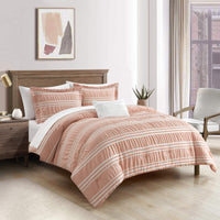 Chic-Home-Emma 4 Piece Striped Seersucker Comforter Set-