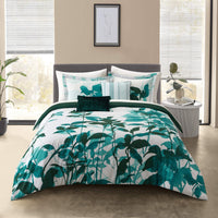Chic Home Ione 5 Piece Watercolor Floral Comforter Set - Green