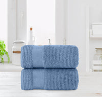 Chic Home Jacquard Turkish Cotton Bath Sheet Towel 2 Piece Set-Blue