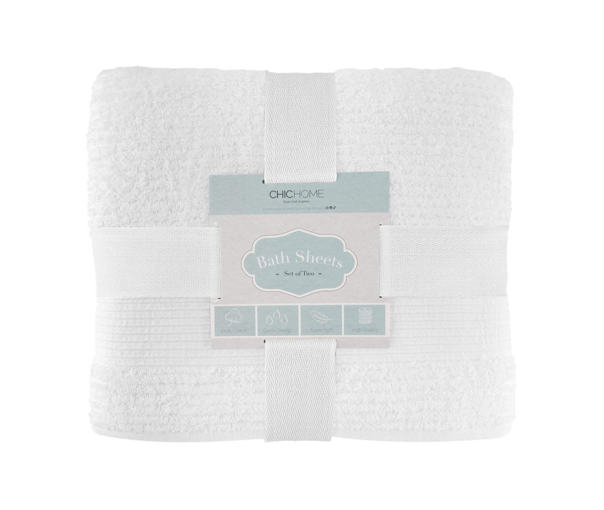Chic Home Jacquard Turkish Cotton Bath Sheet Towel 2 Piece Set-White