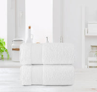 Chic Home Jacquard Turkish Cotton Bath Sheet Towel 2 Piece Set-White