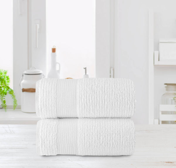 Chic Home Jacquard Turkish Cotton Bath Sheet Towel 2 Piece Set-White