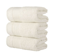 Chic Home Jacquard Turkish Cotton Bath Towel 3 Piece Set-Beige