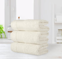 Chic Home Jacquard Turkish Cotton Bath Towel 3 Piece Set-Beige