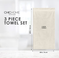 Chic Home Jacquard Turkish Cotton Bath Towel 3 Piece Set-Beige