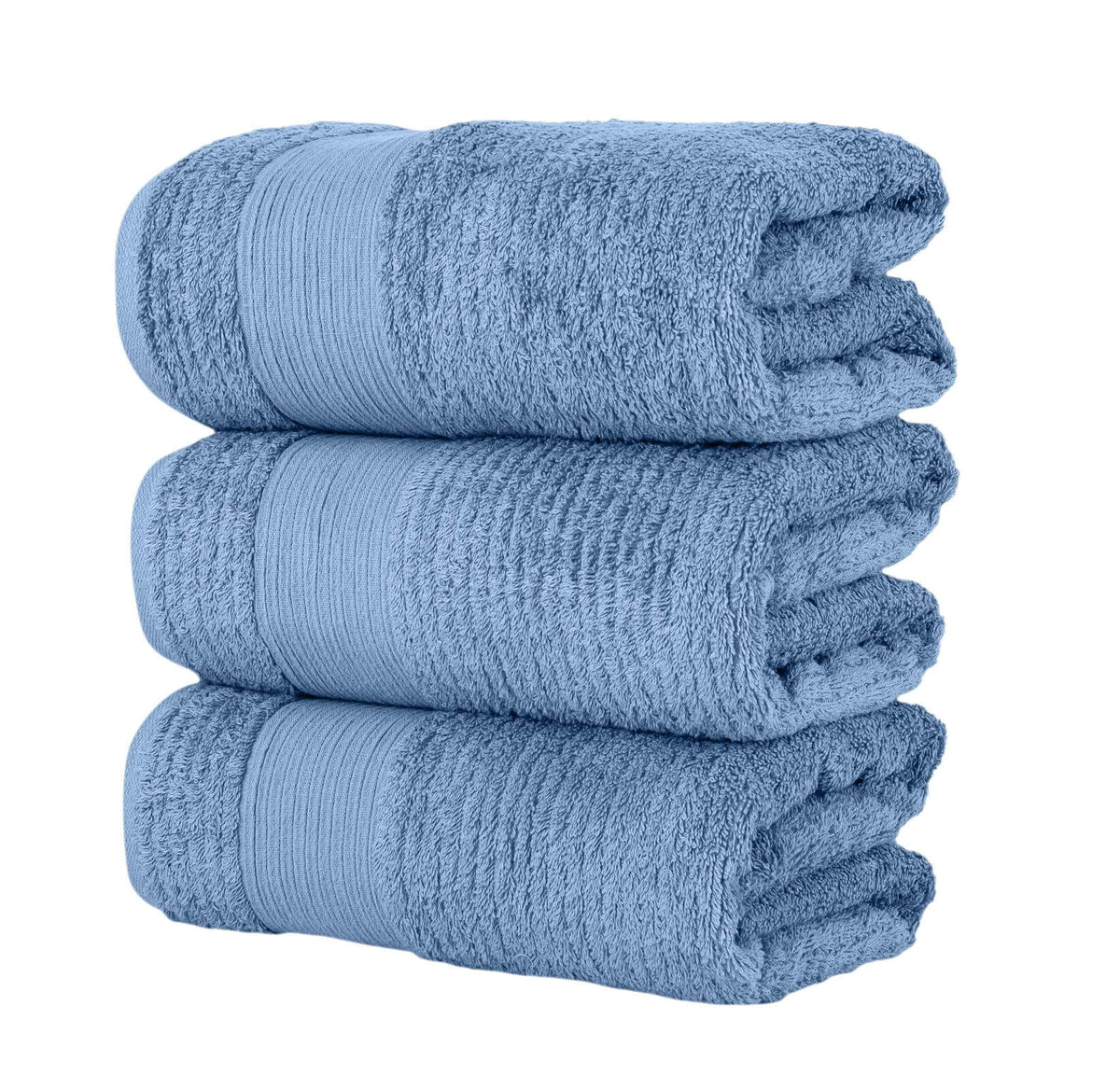 Chic Home Jacquard Turkish Cotton Bath Towel 3 Piece Set-Blue