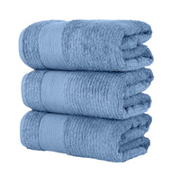 Chic Home Jacquard Turkish Cotton Bath Towel 3 Piece Set-Blue