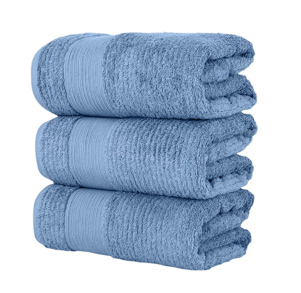Chic Home Jacquard Turkish Cotton Bath Towel 3 Piece Set-Blue