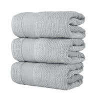 Chic Home Jacquard Turkish Cotton Bath Towel 3 Piece Set-Grey